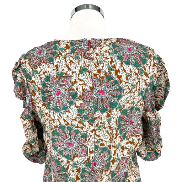 Veronica Beard Henrieta Silk Floral Ruched Blouse Top Multicolor Size 8 - Picture 9 of 15